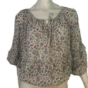 Ralph Lauren Blouse Womens Small Vintage Floral Loose Ruffle